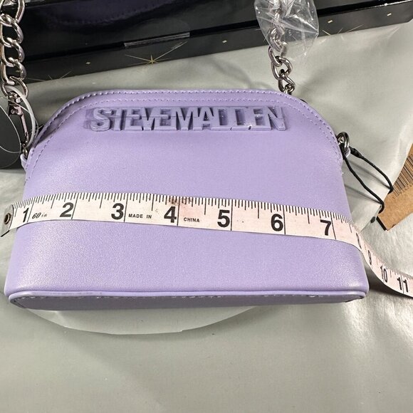 Steve Madden Crossbody Women Handbag Monogram Strap Coin Purse Keychain Purple - Picture 8 of 16